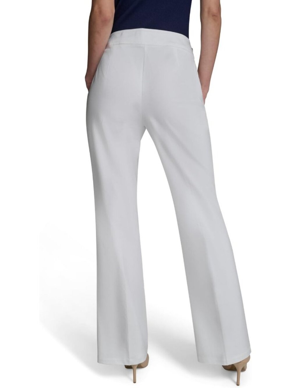 Chic Women's Straight Leg Sailor Pants with Button Detail | Cotton Twill - Picture 3 of 6